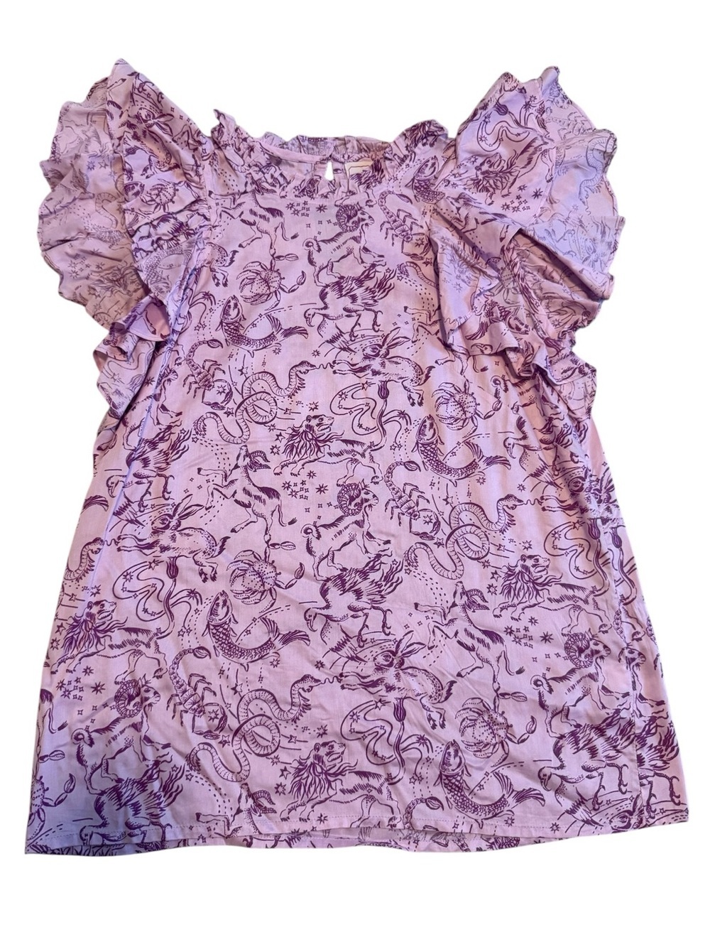 BANJANAN Animal Klara Ruffle Top in Purple Size XS